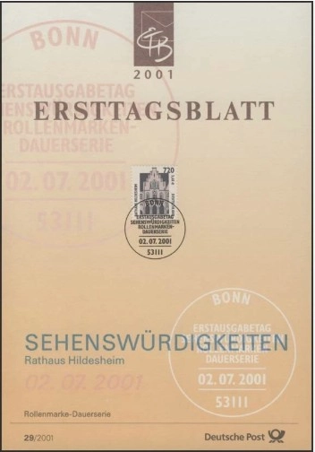 Almanya ETB 29/2001 – Rathaus Hildesheim Sehenswürdigkeiten Serisi