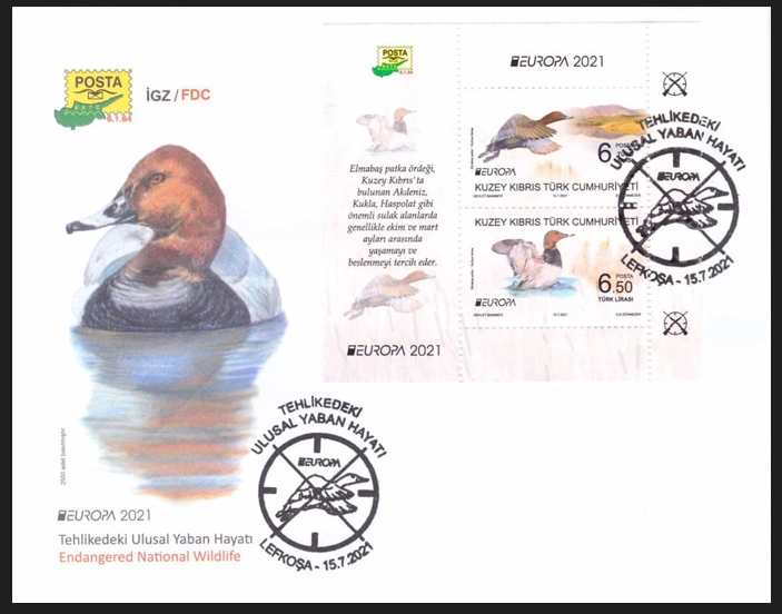 KKTC 2021 TEHLİKEDEKİ ULUSAL YABAN HAYATI BLOK FDC