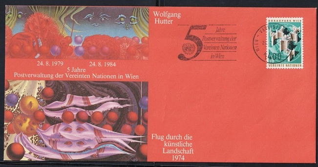 UNPA Viyana 5. Yıl Anma Zarfı – Wolfgang Hutter Tasarımı (1984)