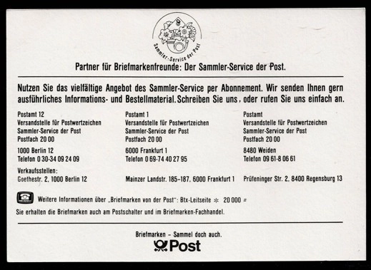 1987 Almanya – “Du und die Post” Anma Kartı (Berlin Kinderfest Damgalı)