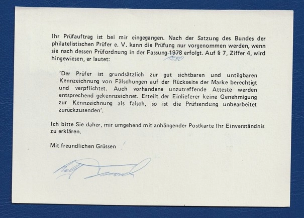Filateli İnceleme Belgeleri | INFLA-Berlin ve Bundes Prüfer 1978