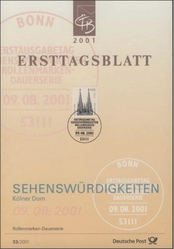 Almanya ETB 33/2001 – Kölner Dom Sehenswürdigkeiten Serisi