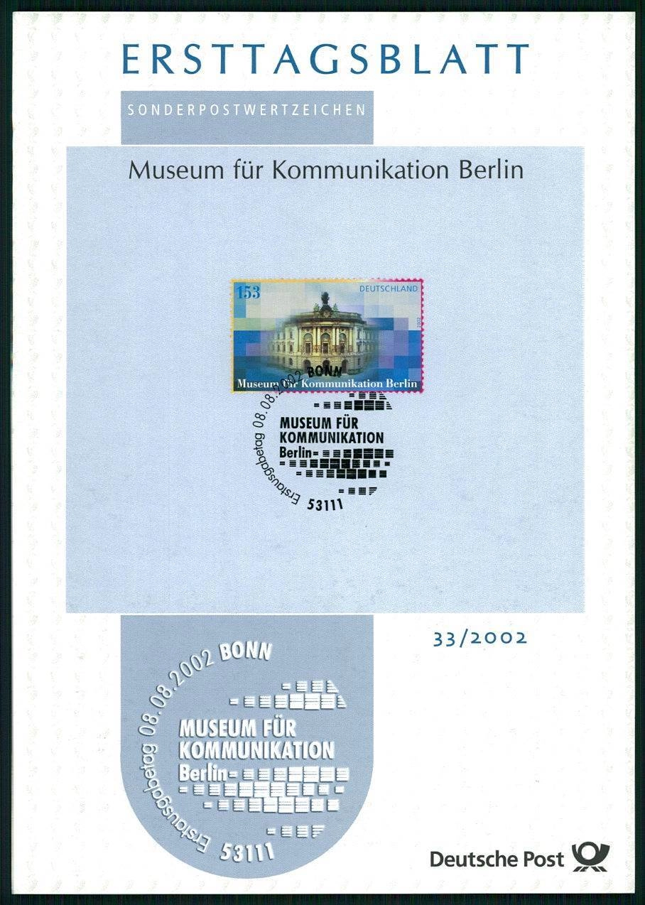 ALMANYA ERSTTAGSBLATT ETB 2002/33 İLETİŞİM MİMARLIK MÜZESİ