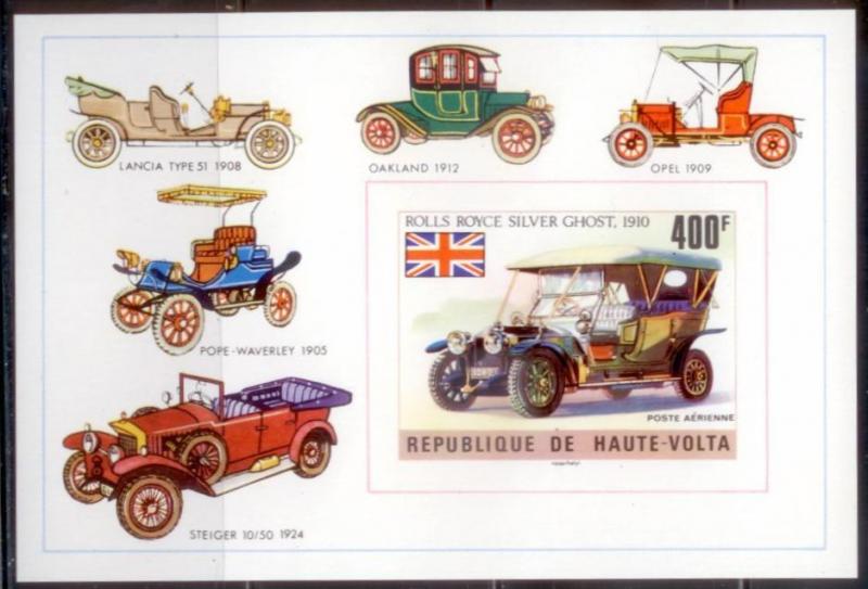 BURKİNA FASO 1975  HAUTE VOLTA ARABALAR ROLLS ROYCE BLOK