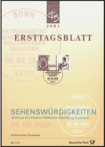 Almanya ETB 37/2001 – Schloss Kirchheim & Wartburg Eisenach