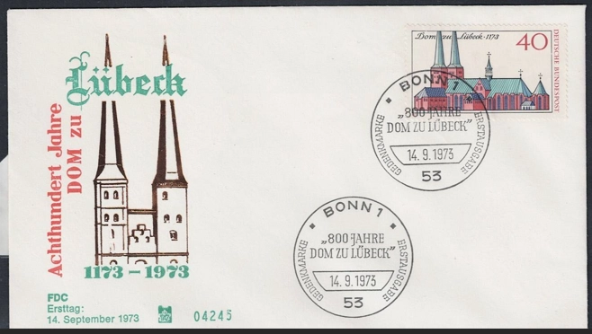 Almanya 1973 Turizm: Şehir merkezleri, Lübeck FDC