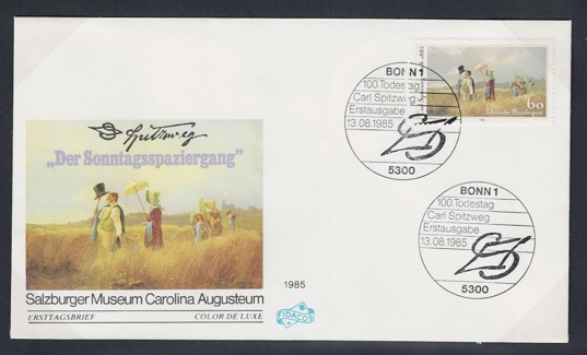 Almanya 1985 Carl Spitzweg’in ölümünün 100. yıldönümü FDC