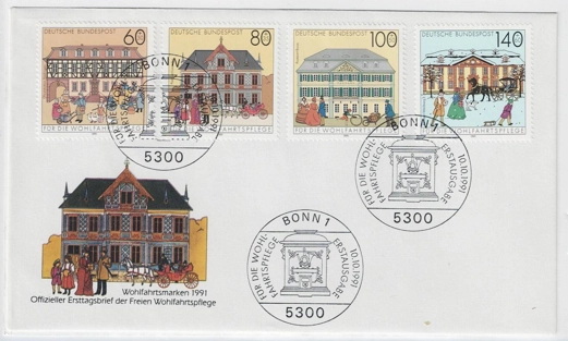 Almanya 1991 Almanya’daki Tarihi Postaneler (Berlin) FDC + Kart