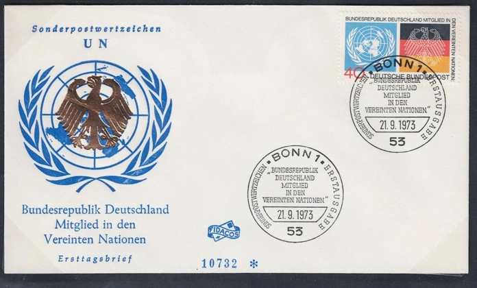 Almanya 1973 Almanya Federal Cumhuriyeti’nin Birleşmiş Milletler’e (BM) Kabulü FDC