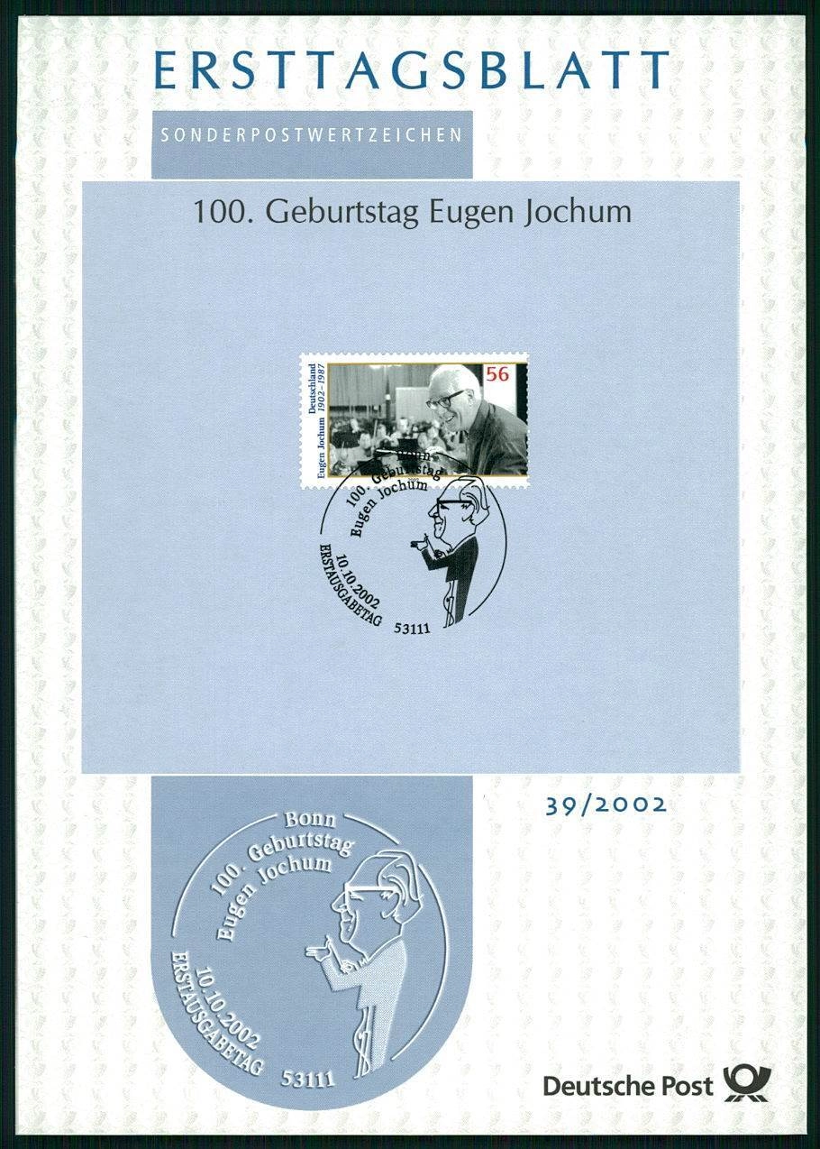 ALMANYA ERSTTAGSBLATT ETB 2002/39 ORKESTRA ŞEFİ EUGEN JOCHUM BAYREUTH FESTİVALİ PARSIFAL