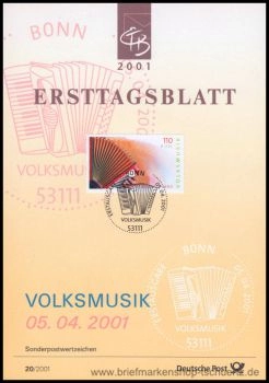Almanya ETB, Ersttagsblatt 20/2001 – Volksmusik