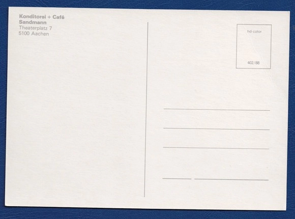 Sandmann Konditorei Aachen Kartpostal – Vintage Alman Hatıra