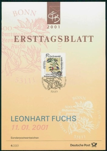 Almanya ETB, Ersttagsblatt 4/2001 – 500. Doğum Yılı Leonhart Fuchs