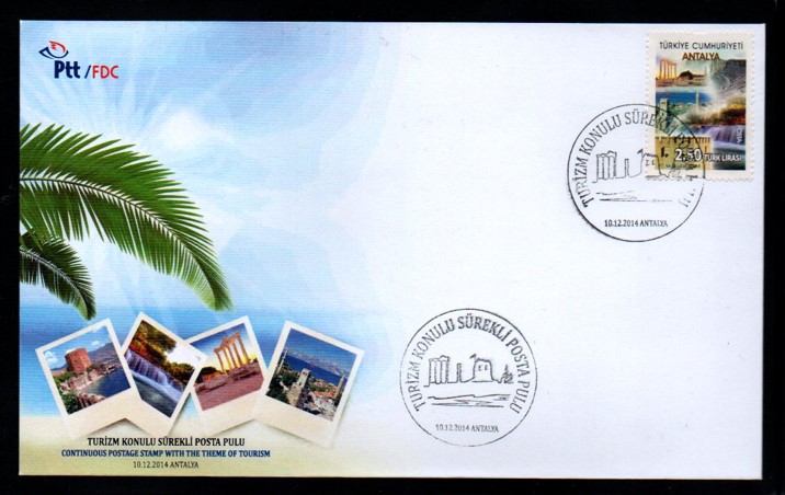 2014 TURİZM KONULU SÜREKLİ POSTA PULU FDC