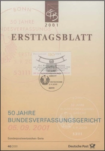 Almanya ETB 40/2001 – 50 Jahre Bundesverfassungsgericht