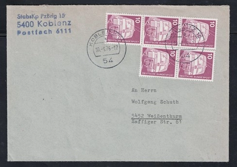 1976 Almanya Bundeswehr Askeri Posta Zarfı – Koblenz Damgalı