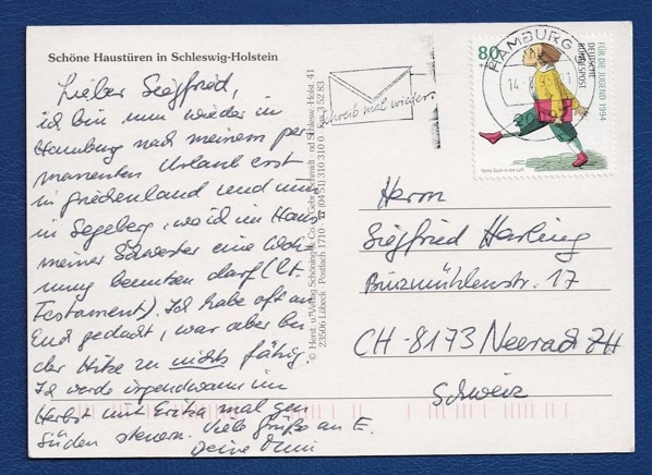 Hamburg 1994 Kartpostal – Schleswig-Holstein Kapıları Serisi
