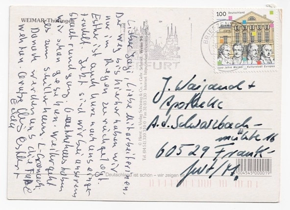 “Weimar 1000 Yıl Kartpostal – Kültür Şehri Avrupa
