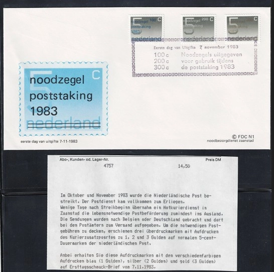 1983 Hollanda Posta Grevi – Noodzegel İlk Gün Zarfı