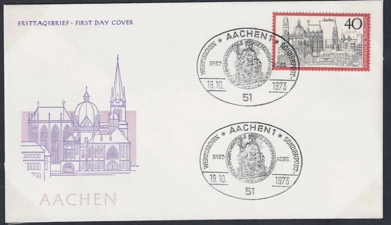 Almanya 1973 Turizm: Aachen Şehir Merkezi FDC