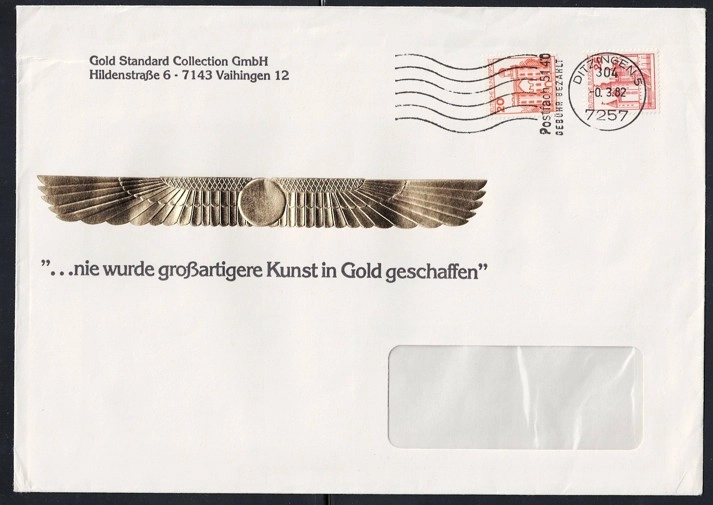 1982 Gold Standard Collection GmbH Promosyon Zarfı – Ditzingen Damgal