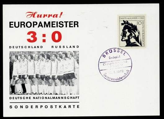 1972 Avrupa Futbol Şampiyonası, Almanya Şampiyonluk Kartpostalı - Almanya 3-0 Rusya Zaferi , Brüksel Final Kartı