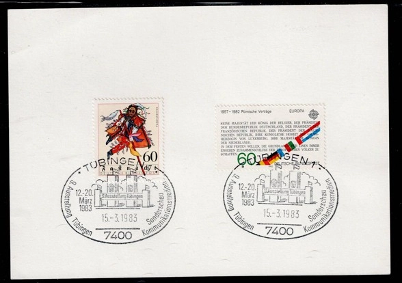1983 Tübingen özel damgası ile hazırlanmış bir anma posta kartı (FDC/Ersttagsbrief)
