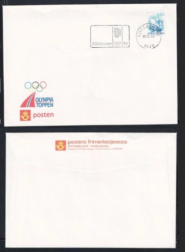 1990 Lillehammer Olimpiyat Temalı Zarf – Olympia Toppen Damgalı