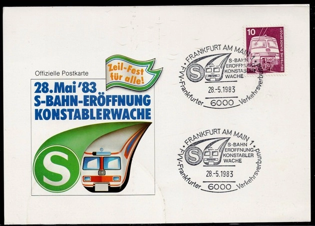 1983 Frankfurt Konstablerwache S-Bahn İstasyonu Açılış Anma Kartı