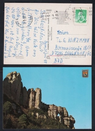 Montserrat Kartpostalı: Katalonya’nın Doğal Kaya Oluşumları ve 1970’lerin Tatil Hatırası