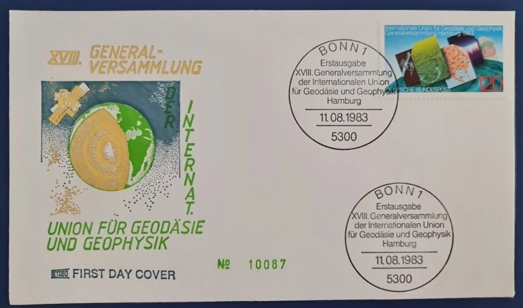Almanya 1983 Uluslararası Jeodezi ve Jeofizik Birliği (IUGG) Genel Kurulu, Hamburg, FDC Bonn