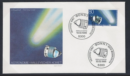 ALMANYA 1986Halley Kuyruklu Yıldızı ESA Giotto Görevi Uzay FDC
