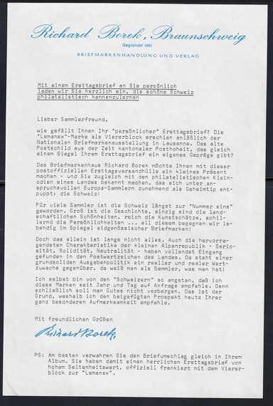 1990 Almanya 500 Jahre Post – Hermann E. Sieger Anma Zarfı, Broşür 