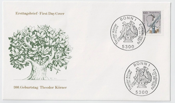 Almanya 1991 Theodor Körner’in 200. doğum günü FDC