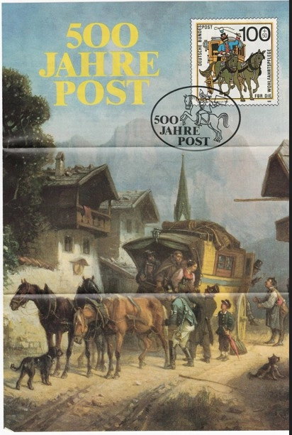 1990 Almanya 500 Jahre Post – Hermann E. Sieger Anma Zarfı, Broşür 