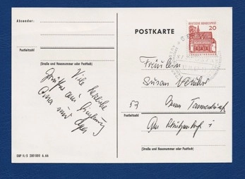 Bückeburg Kartpostalı – 20 Pfennig Pullu ve Aile Selamları