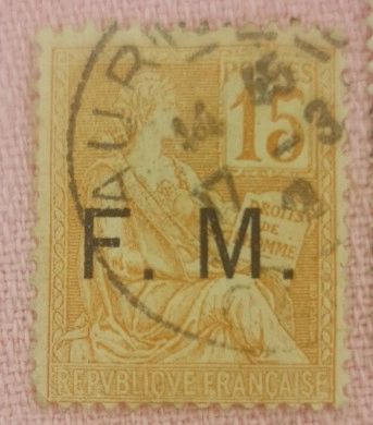 Fransa 19 01Damgalı F.M Overprint Askeri Posta Pulu