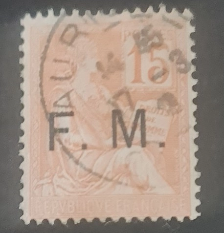 Fransa 19 01Damgalı F.M Overprint Askeri Posta Pulu