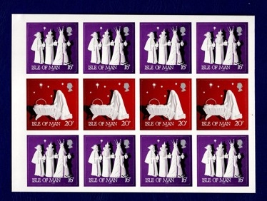 Isle of Man 1991 Kültürel Figürler 12’lik Sticker Pul Bloğu