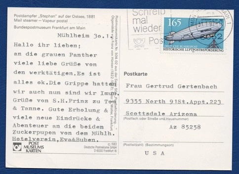 Zeplin Pullu Kartpostal – Bundespostmuseum Frankfurt ve Tarihî Luftpost
