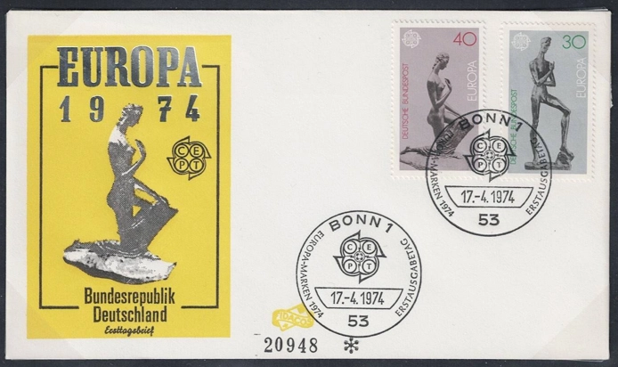 Almanya 1974 Europa Cept, Heykeller FDC