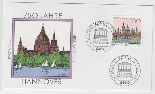 Almanya 1991 Hannover’in 750. Yılı FDC
