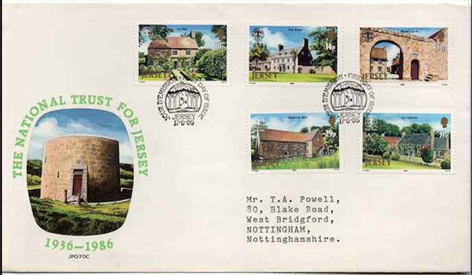 Jersey 1986 National Trust 50. yıldönümü FDC