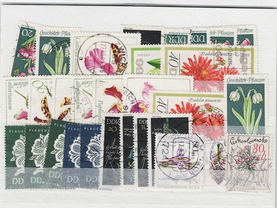 Karışık Flora Damgalı Koleksiyonluk Pullar