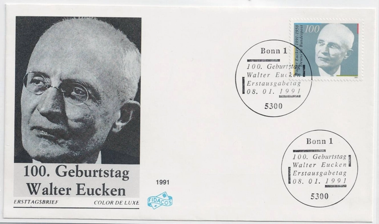 Almanya 1991  Walter Eucken’in 100. doğum günü FDC