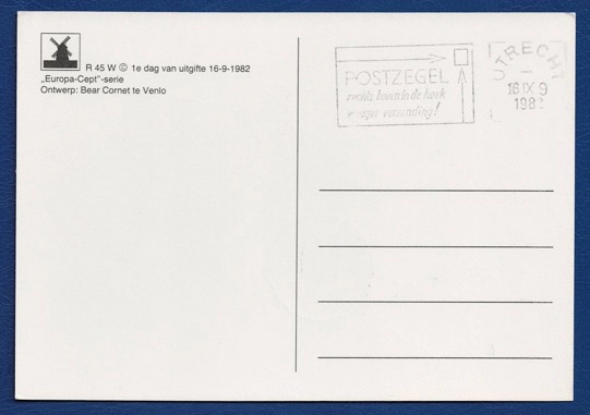 Hollanda 1982 Europa Kartpostal – Utrecht Damgalı