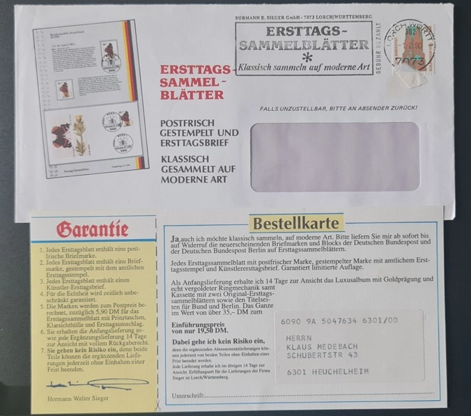 Hermann E. Sieger Ersttags-Sammelblätter 1973 Zarfı – Koleksiyonluk