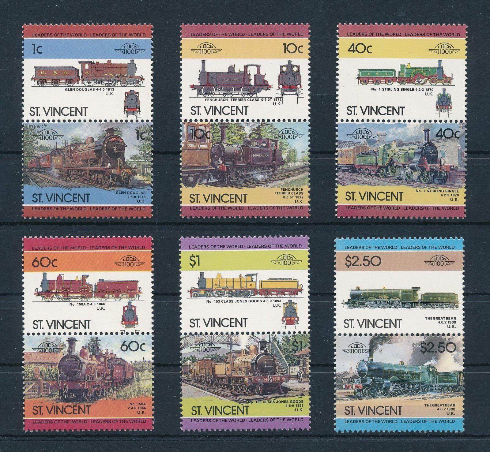 ST. VINCENT GRANİDİNLER 1985 DEMİRYOLU TRENLERİ EİSENBAHN LOKOMOTİFLERİ  
