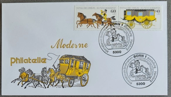 Almanya 1985 Uluslararası Pul Sergisi MOPHILA’85, Hamburg 3’lü FDC, Bonn