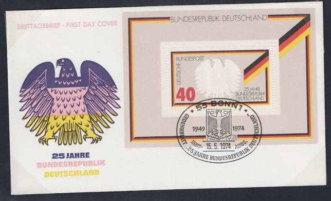 Almanya 1974 Almanya Federal Cumhuriyeti’nin 25. Yılı Blok FDC